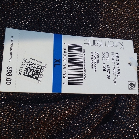 Karen Kane Red Ahead Front Twist Top Gold/Copper XL - Picture 11 of 12